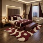 Burgundy Abstract Rug View 3