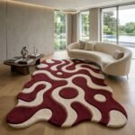 Burgundy Abstract Rug View 4