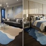 Blue Beige Wave Rug View 5