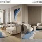 Blue Beige Wave Rug View 4