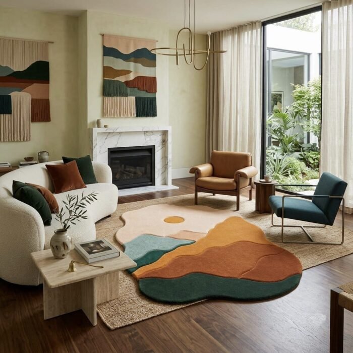 Terracotta Terrain Rug handmade rug - Indian Carpets
