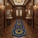 Majestic Blue & Gold Ornamental Runner Rug View 2