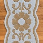 Blue and Gold Floral Runner Rug View 3