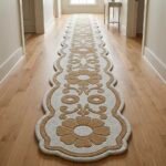 Blue and Gold Floral Runner Rug View 5