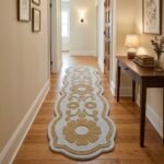 Blue and Gold Floral Runner Rug View 2