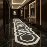 Charcoal Hexagon Geometric Runner Rug View 2