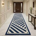 Cobalt Blue Interlocking Stripe Runner Rug View 2