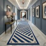 Cobalt Blue Interlocking Stripe Runner Rug View 1