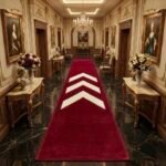 Burgundy Chevron Runner Rug – Red Geometric Hallway Carpet View 2