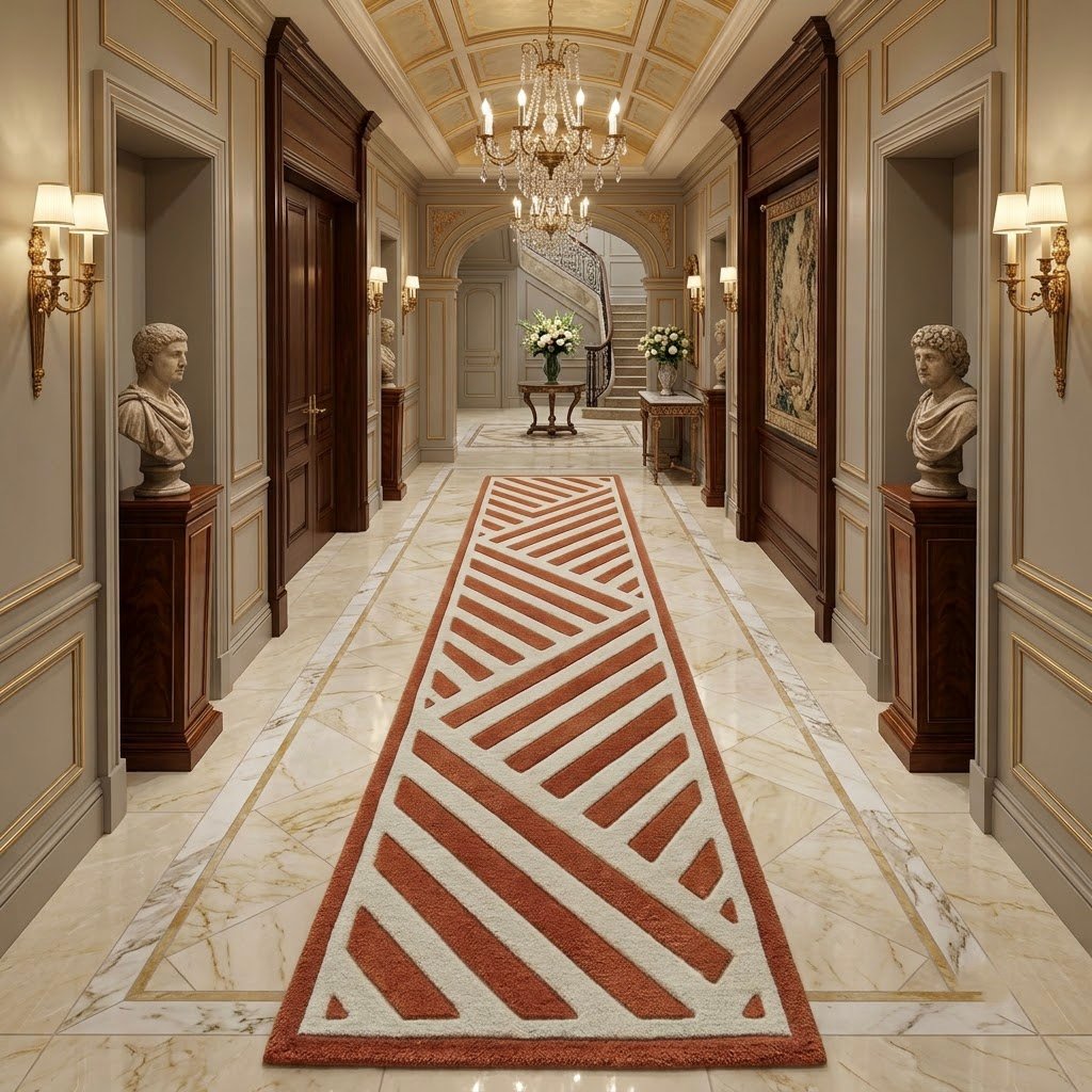 Terracotta Chevron Stripe Runner Rug