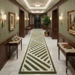 Olive Geometric Stripe Runner Rug View 2