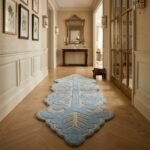 Light Blue Ornamental Runner Rug View 3