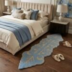 Light Blue Ornamental Runner Rug View 5