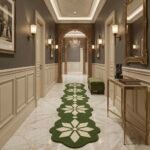 Forest Green & Ivory Floral Runner Rug View 5