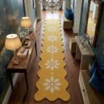 Mustard Ivory Floral Runner Rug with MUSTARD, OFF WHITE, FLORAL, CREATIVE, HAND TUFTED – product image 1