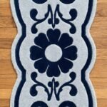 Navy & Icy Blue Floral Runner Rug View 3