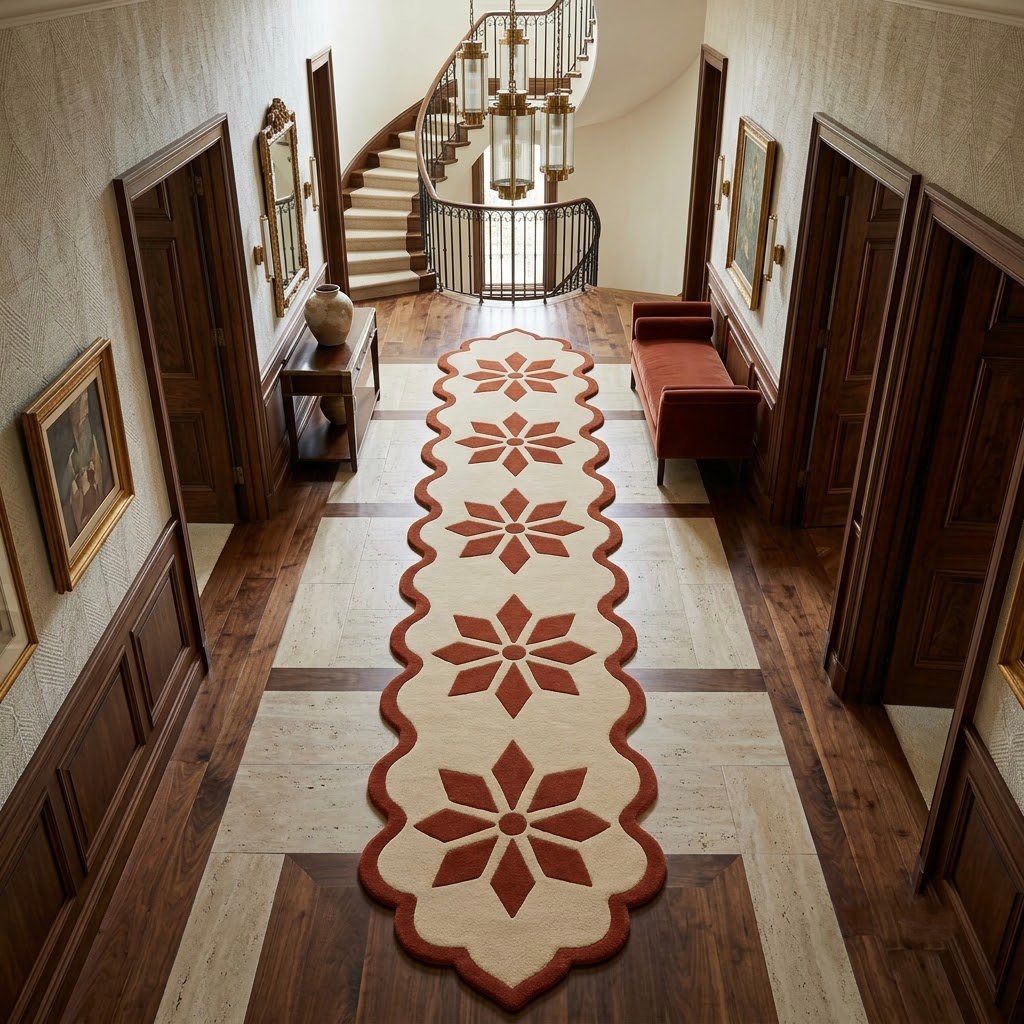 Terracotta Bloom Ornamental Runner Rug