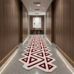Burgundy & Ivory Triangle Geometric Runner Rug View 4