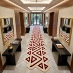 Burgundy & Ivory Triangle Geometric Runner Rug with BURGUNDY, OFF WHITE, GEOMETRIC, GRAPHIC, CREATIVE, HAND TUFTED – product image 1