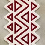 Burgundy & Ivory Triangle Geometric Runner Rug View 3