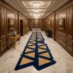 Indigo Linear Geometry Runner Rug View 3