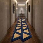 Indigo Linear Geometry Runner Rug View 2