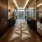 Taupe & Ivory Geometric Runner Rug View 2