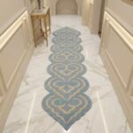 Azure & Ivory Ornamental Runner Rug with LIGHT BLUE, IVORY, ORNAMENTAL, ORNATE SWIRL, SCROLLWORK, Symmetrical, HAND TUFTED – product image 1
