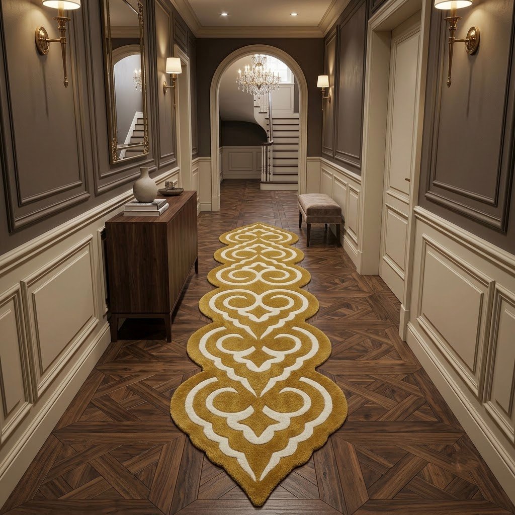Imperial Gold & Ivory Ornamental Runner Rug