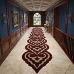 Burgundy & Ivory Ornamental Medallion Runner Rug with BURGUNDY, CREAM, ORNAMENTAL, CREATIVE, ARTISTIC, HAND TUFTED – product image 1