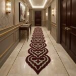 Burgundy & Ivory Ornamental Medallion Runner Rug View 2