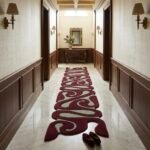 Burgundy & Ivory Abstract Swirl Runner Rug View 2