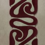 Burgundy & Ivory Abstract Swirl Runner Rug View 3