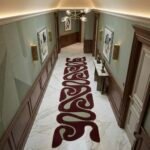 Burgundy & Ivory Abstract Swirl Runner Rug View 1