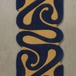 Royal Navy & Antique Gold Abstract Swirl Runner Rug View 3