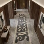 Charcoal & Ivory Abstract Swirl Runner Rug View 1