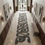 Charcoal & Ivory Abstract Swirl Runner Rug View 2