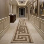 Taupe & Ivory Greek Key Runner Rug View 2