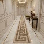 Taupe & Ivory Greek Key Runner Rug View 4