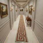 Terracotta & Sage Greek Key Runner Rug View 4