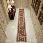 Terracotta & Sage Greek Key Runner Rug View 2