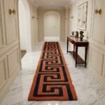 Terracotta & Charcoal Greek Key Runner Rug View 4