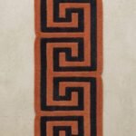 Terracotta & Charcoal Greek Key Runner Rug View 3