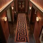Terracotta & Charcoal Greek Key Runner Rug View 2