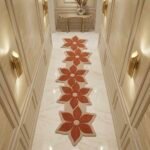 Terracotta Bloom Sculpted Runner Rug with ORANGE, CREAM, FLORAL, CREATIVE, ARTISTIC, HAND TUFTED – product image 1