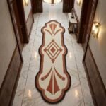 Terracotta & Ivory Geometric Crest Runner Rug View 2
