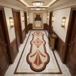 Terracotta & Ivory Geometric Crest Runner Rug View 1