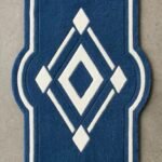 Royal Navy & Ivory Geometric Runner Rug View 3
