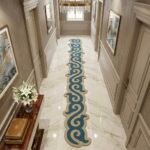 Teal and Ivory Ornamental Runner Rug with Teal, OFF WHITE, ORNAMENTAL, ORNATE SWIRL, ABSTRACT, HAND TUFTED – product image 1