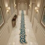 Teal and Ivory Ornamental Runner Rug View 4